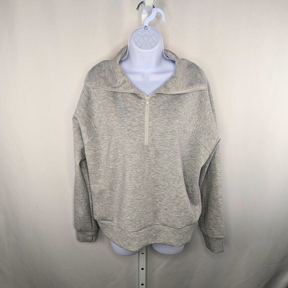 Anrabess Sweatshirt Womens Medium Gray Half Zip Casual Pullover Fall Mock Neck - Picture 7 of 9